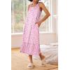 Ekouaer Women’s Nightgowns Long Sleeveless Night gown with Pockets Soft Ladies Nightdress(Floral Pink)