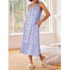 Ekouaer Women’s Nightgowns Long Sleeveless Night gown with Pockets Soft Ladies Nightdress(Floral Purple)