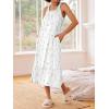 Ekouaer Women’s Nightgowns Long Sleeveless Night gown with Pockets Soft Ladies Nightdress(Floral White)