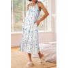 Ekouaer Women’s Nightgowns Long Sleeveless Night gown with Pockets Soft Ladies Nightdress(Leaf Blue)