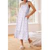 Ekouaer Women’s Nightgowns Long Sleeveless Night gown with Pockets Soft Ladies Nightdress(Leaf Purple)
