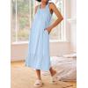 Ekouaer Women’s Nightgowns Long Sleeveless Night gown with Pockets Soft Ladies Nightdress(Light Blue)
