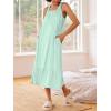 Ekouaer Women’s Nightgowns Long Sleeveless Night gown with Pockets Soft Ladies Nightdress(Light Green)