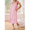 Ekouaer Women’s Nightgowns Long Sleeveless Night gown with Pockets Soft Ladies Nightdress(Pink)