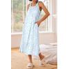 Ekouaer Women’s Nightgowns Long Sleeveless Night gown with Pockets Soft Ladies Nightdress(Vine Blue)