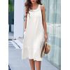 Ekouaer Women’s Nightgowns Long Sleeveless Night gown with Pockets Soft Ladies Nightdress(White)