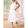 Ekouaer Women’s Nightgowns Long Sleeveless Night gown with Pockets Soft Ladies Nightdress(White)