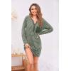 Ekouaer Women’s Nightshirt Long Sleeve Button Down Nightgown V-Neck Sleepwear Casual Pajama Dress(Army Green Striped)