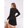 Ekouaer Women’s Nightshirt Long Sleeve Button Down Nightgown V-Neck Sleepwear Casual Pajama Dress(Black)