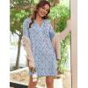 Ekouaer Women’s Nightshirt Long Sleeve Button Down Nightgown V-Neck Sleepwear Casual Pajama Dress(Blue Floral)