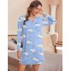 Ekouaer Women’s Nightshirt Long Sleeve Button Down Nightgown V-Neck Sleepwear Casual Pajama Dress(Blue Stars Print)