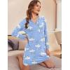 Ekouaer Women’s Nightshirt Long Sleeve Button Down Nightgown V-Neck Sleepwear Casual Pajama Dress(Blue Stars Print)