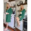Ekouaer Women’s Nightshirt Long Sleeve Button Down Nightgown V-Neck Sleepwear Casual Pajama Dress(Green)