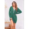 Ekouaer Women’s Nightshirt Long Sleeve Button Down Nightgown V-Neck Sleepwear Casual Pajama Dress(Green)