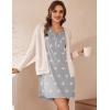 Ekouaer Women’s Nightshirt Long Sleeve Button Down Nightgown V-Neck Sleepwear Casual Pajama Dress(Grey Stars Print)