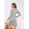 Ekouaer Women’s Nightshirt Long Sleeve Button Down Nightgown V-Neck Sleepwear Casual Pajama Dress(Light Grey Striped)