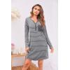 Ekouaer Women’s Nightshirt Long Sleeve Button Down Nightgown V-Neck Sleepwear Casual Pajama Dress(Medium Grey Striped)