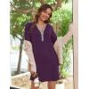 Ekouaer Women’s Nightshirt Long Sleeve Button Down Nightgown V-Neck Sleepwear Casual Pajama Dress(Purple)