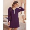 Ekouaer Women’s Nightshirt Long Sleeve Button Down Nightgown V-Neck Sleepwear Casual Pajama Dress(Purple)