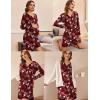 Ekouaer Women’s Nightshirt Long Sleeve Button Down Nightgown V-Neck Sleepwear Casual Pajama Dress(Red Floral)