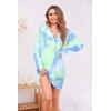 Ekouaer Women’s Nightshirt Long Sleeve Button Down Nightgown V-Neck Sleepwear Casual Pajama Dress(Tie-dye)