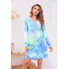 Ekouaer Women’s Nightshirt Long Sleeve Button Down Nightgown V-Neck Sleepwear Casual Pajama Dress(Tie-dye)