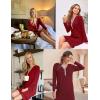 Ekouaer Women’s Nightshirt Long Sleeve Button Down Nightgown V-Neck Sleepwear Casual Pajama Dress(Wine Red)