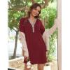 Ekouaer Women’s Nightshirt Long Sleeve Button Down Nightgown V-Neck Sleepwear Casual Pajama Dress(Wine Red)