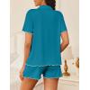 Ekouaer Womens Pajama Sets Button Up Bride Pj Shorts Set 2 Piece Soft Sleepwear Short Sleeve Lounge Sets, S-XXL(Blue Green)