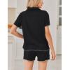Ekouaer Womens Pajama Sets Button Up Bride Pj Shorts Set 2 Piece Soft Sleepwear Short Sleeve Lounge Sets, S-XXL(Dark Black)