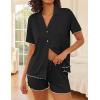 Ekouaer Womens Pajama Sets Button Up Bride Pj Shorts Set 2 Piece Soft Sleepwear Short Sleeve Lounge Sets, S-XXL(Dark Black)