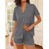 Ekouaer Womens Pajama Sets Button Up Bride Pj Shorts Set 2 Piece Soft Sleepwear Short Sleeve Lounge Sets, S-XXL(Dark Grey)
