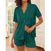 Ekouaer Womens Pajama Sets Button Up Bride Pj Shorts Set 2 Piece Soft Sleepwear Short Sleeve Lounge Sets, S-XXL(Lake Green)