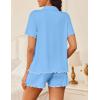 Ekouaer Womens Pajama Sets Button Up Bride Pj Shorts Set 2 Piece Soft Sleepwear Short Sleeve Lounge Sets, S-XXL(Light Blue)