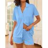 Ekouaer Womens Pajama Sets Button Up Bride Pj Shorts Set 2 Piece Soft Sleepwear Short Sleeve Lounge Sets, S-XXL(Light Blue)