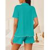 Ekouaer Womens Pajama Sets Button Up Bride Pj Shorts Set 2 Piece Soft Sleepwear Short Sleeve Lounge Sets, S-XXL(Peacock Blue)
