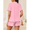 Ekouaer Womens Pajama Sets Button Up Bride Pj Shorts Set 2 Piece Soft Sleepwear Short Sleeve Lounge Sets, S-XXL(Pink)