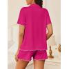 Ekouaer Womens Pajama Sets Button Up Bride Pj Shorts Set 2 Piece Soft Sleepwear Short Sleeve Lounge Sets, S-XXL(Rose Red)