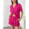 Ekouaer Womens Pajama Sets Button Up Bride Pj Shorts Set 2 Piece Soft Sleepwear Short Sleeve Lounge Sets, S-XXL(Rose Red)
