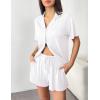 Ekouaer Womens Pajama Sets Button Up Bride Pj Shorts Set 2 Piece Soft Sleepwear Short Sleeve Lounge Sets, S-XXL(White)