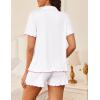 Ekouaer Womens Pajama Sets Button Up Bride Pj Shorts Set 2 Piece Soft Sleepwear Short Sleeve Lounge Sets, S-XXL(White)