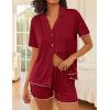 Ekouaer Womens Pajama Sets Button Up Bride Pj Shorts Set 2 Piece Soft Sleepwear Short Sleeve Lounge Sets, S-XXL(Wine Red)