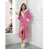 Ekouaer Womens Plush Robes Long Soft Jacquard Fluffy Bathrobe Hooded Robe Sleepwear with Pockets(Peach Pink)