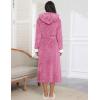 Ekouaer Womens Plush Robes Long Soft Jacquard Fluffy Bathrobe Hooded Robe Sleepwear with Pockets(Peach Pink)