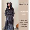 Ekouaer Women’s Robe Cute Animal Bathrobes Full Length Soft House Coat with Hood for Adult S-XXL(Black Elk)