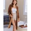 Ekouaer Women’s Robes Knee Length Hooded Bathrobe Cute House Coats with Pockets S-XXL(Brown)