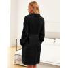 Ekouaer Women’s Robes Short Plush Bathrobe Knee Length Warm Soft Jacquard Robe Winter House Coat with Pockets S-XXL(Black)