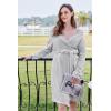 Ekouaer Women’s Robes Short Plush Bathrobe Knee Length Warm Soft Jacquard Robe Winter House Coat with Pockets S-XXL(Light Grey)