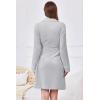 Ekouaer Women’s Robes Short Plush Bathrobe Knee Length Warm Soft Jacquard Robe Winter House Coat with Pockets S-XXL(Light Grey)