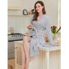 Ekouaer Women’s Robes Short Plush Bathrobe Knee Length Warm Soft Jacquard Robe Winter House Coat with Pockets S-XXL(Light Grey)